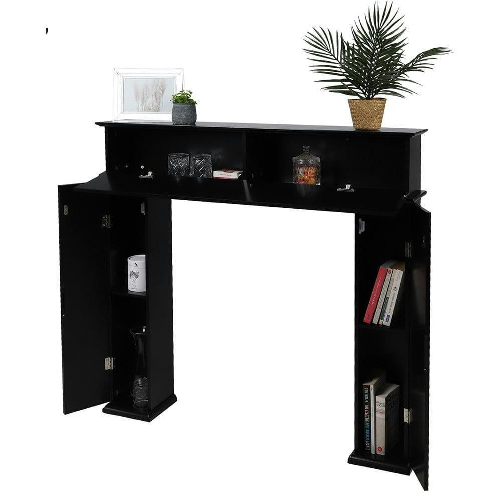 - Contour de cheminée avec portes bois Cottage noir