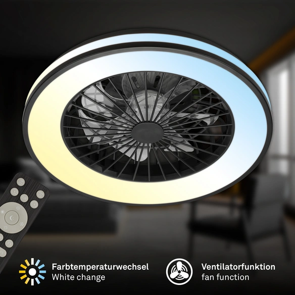 Leuchte, Ventilator, 49 W, schwarz