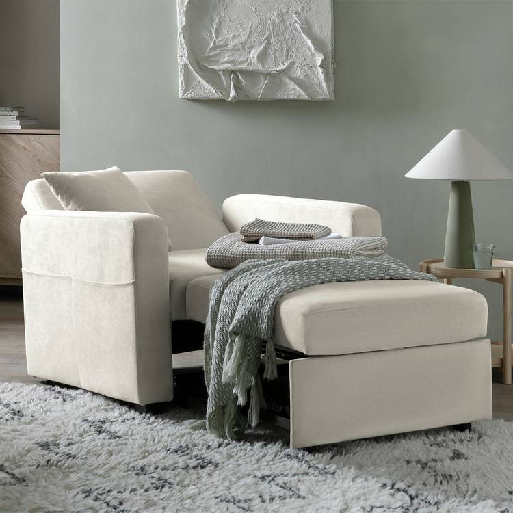 Habitat Reagan Single Fabric Chairbed - Natural