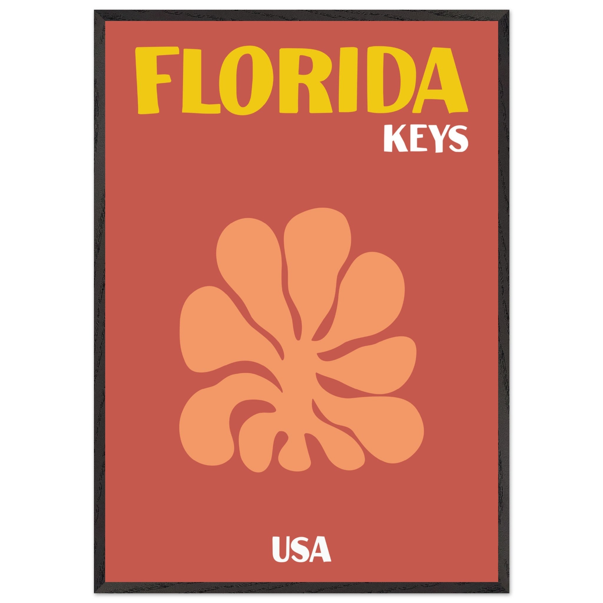 Artfulprints Poster met Lijst USA - Florida Keys  - 70x100 cm - Terracotta
