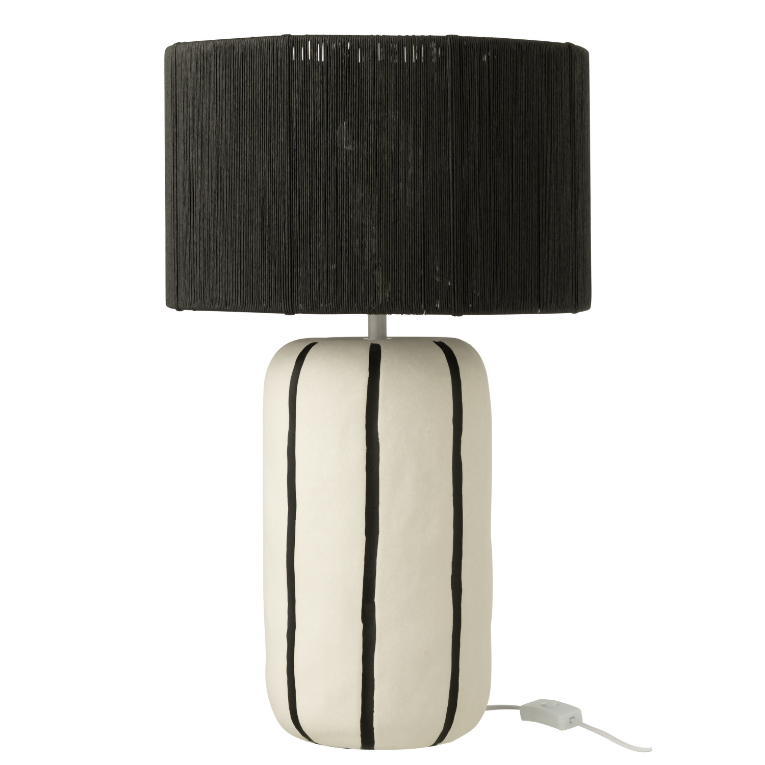 J-Line tafellamp Gestreept - keramiek - zwart/wit - large