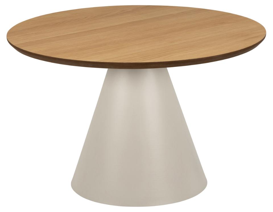 Rebellenclub Salontafel Leeds - ø65 cm - Greige met Eiken Blad