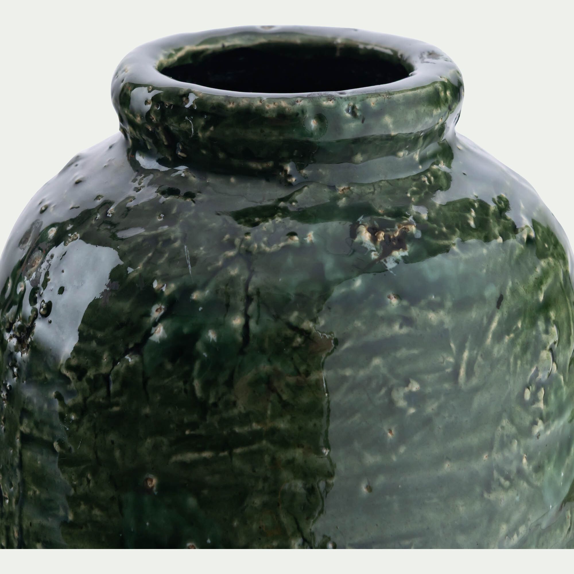 MALANS - Vase texturé en grès D13,5xH16cm - vert