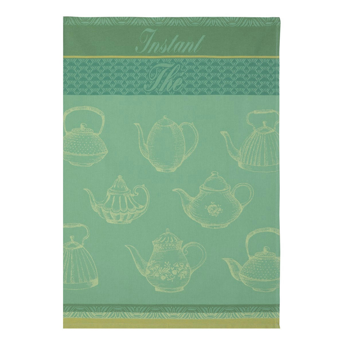 INSTANT THÉ - Torchon en jacquard de coton vert 50x75