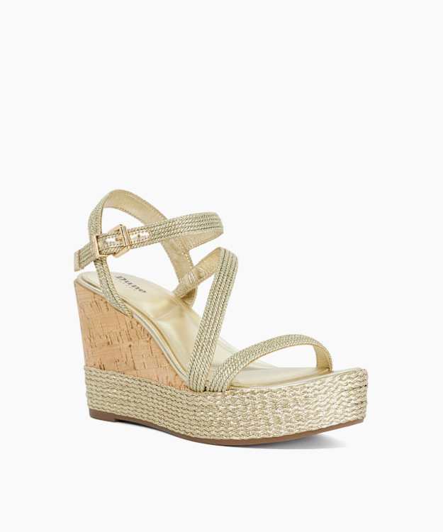 Koda Gold - Gold Cork Wedge Sandals