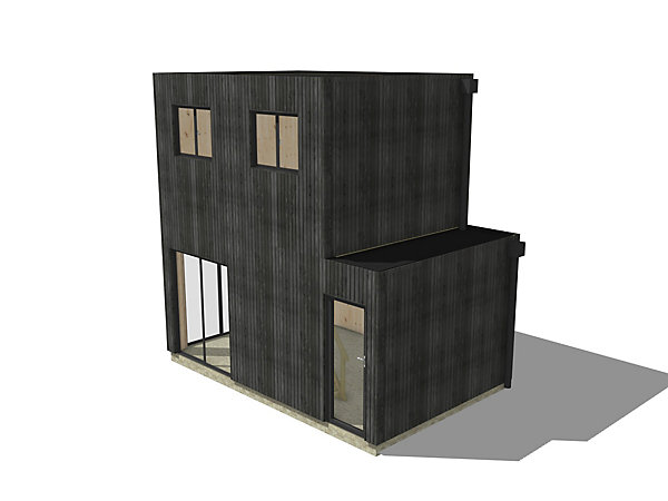 Bureau de jardin 4 saisons en bois 5,5 x 3,5 x 2,7 m / isolation RE2020 avec mezzanine et terrasse