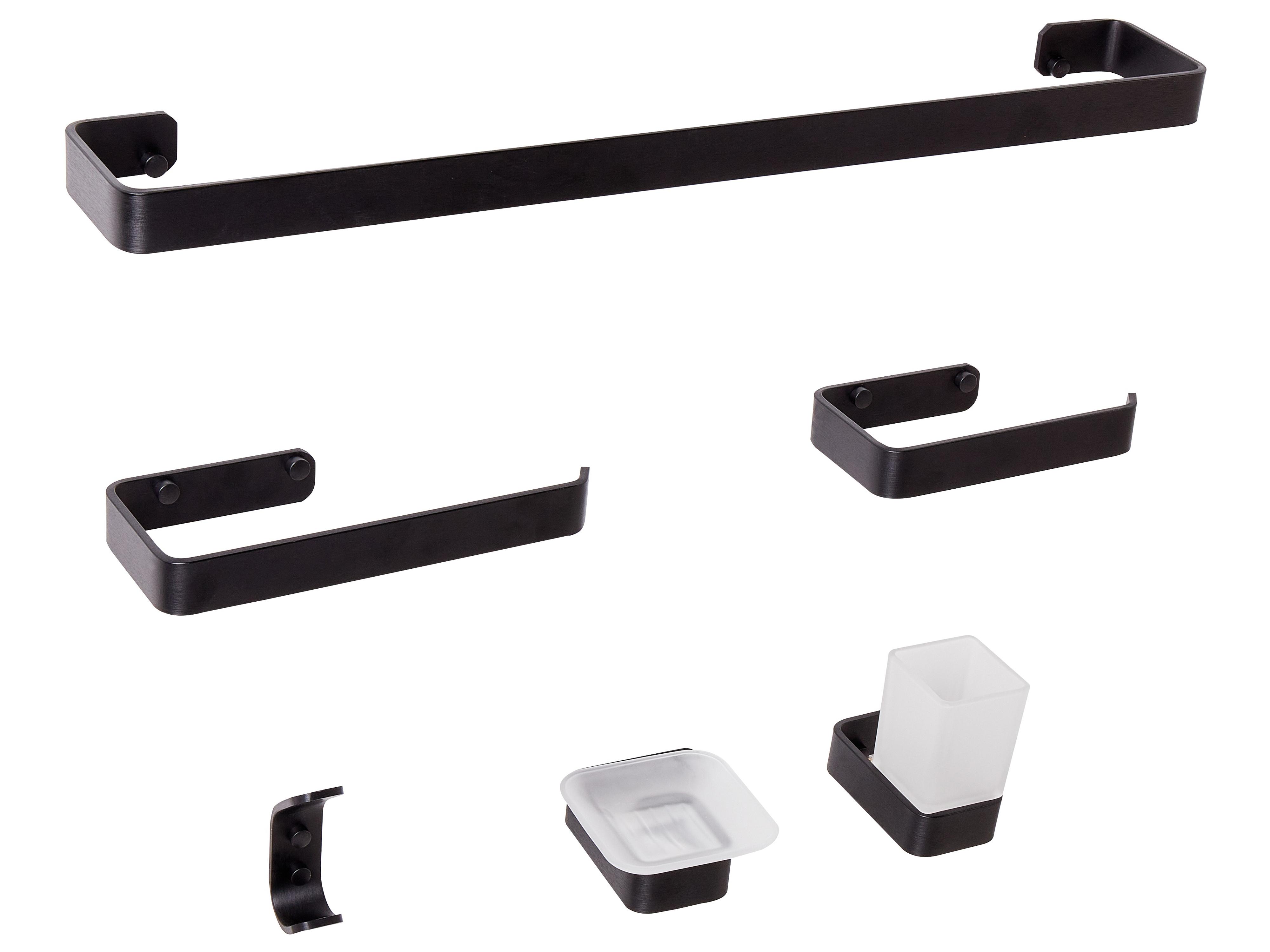 6-Piece Bathroom Hardware Set ZORRITOS with Towel Bars and Hooks Metal Black