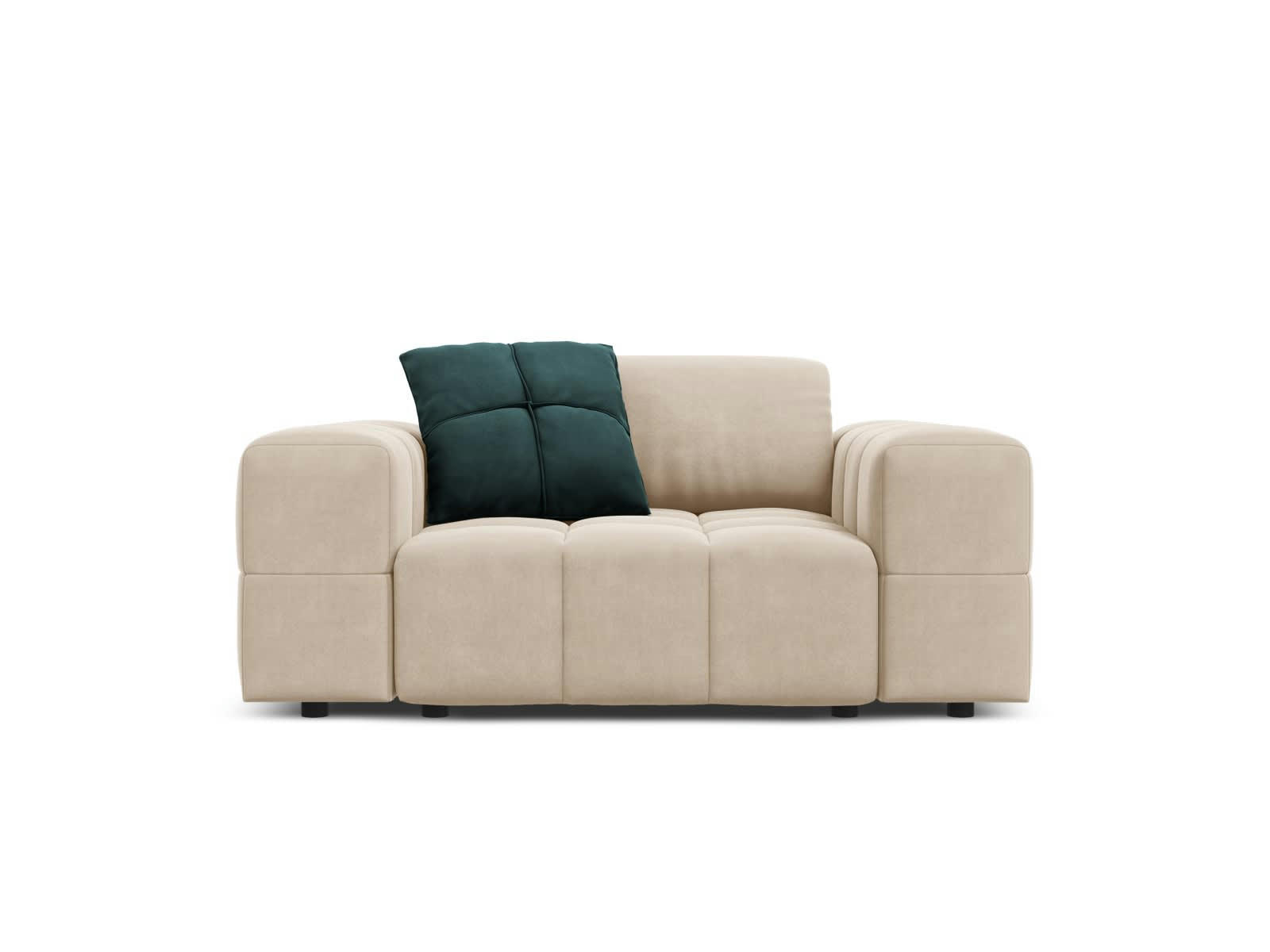 LUC - Fauteuil en tissu velours beige clair