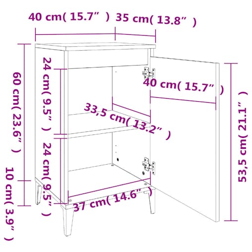 NNEVL Bedside Cabinet White 40x35x70 cm Engineered Wood