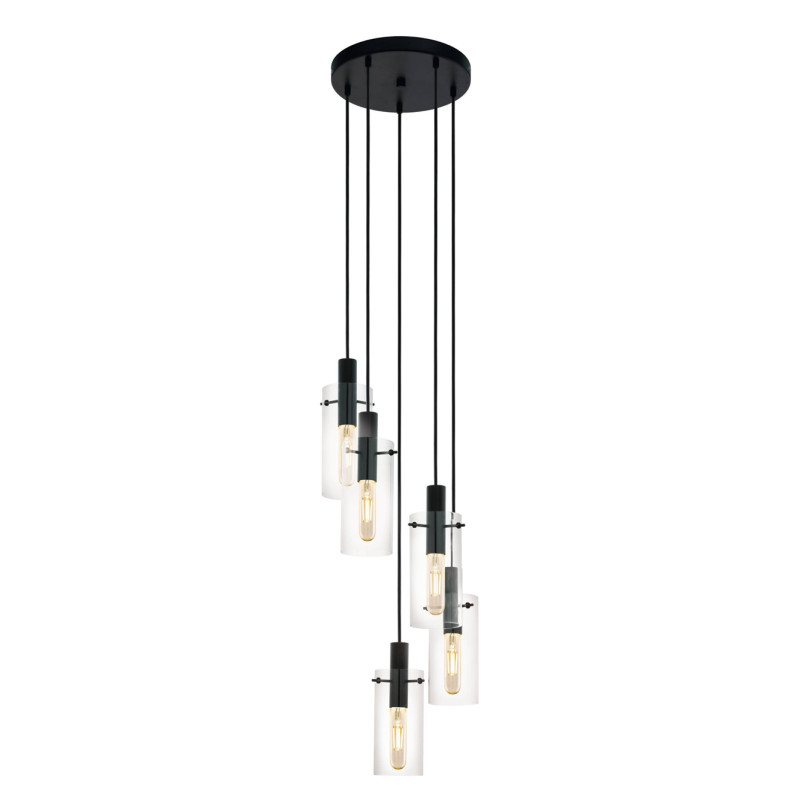 Suspension Montefino noire E27 5 x 60 W EGLO