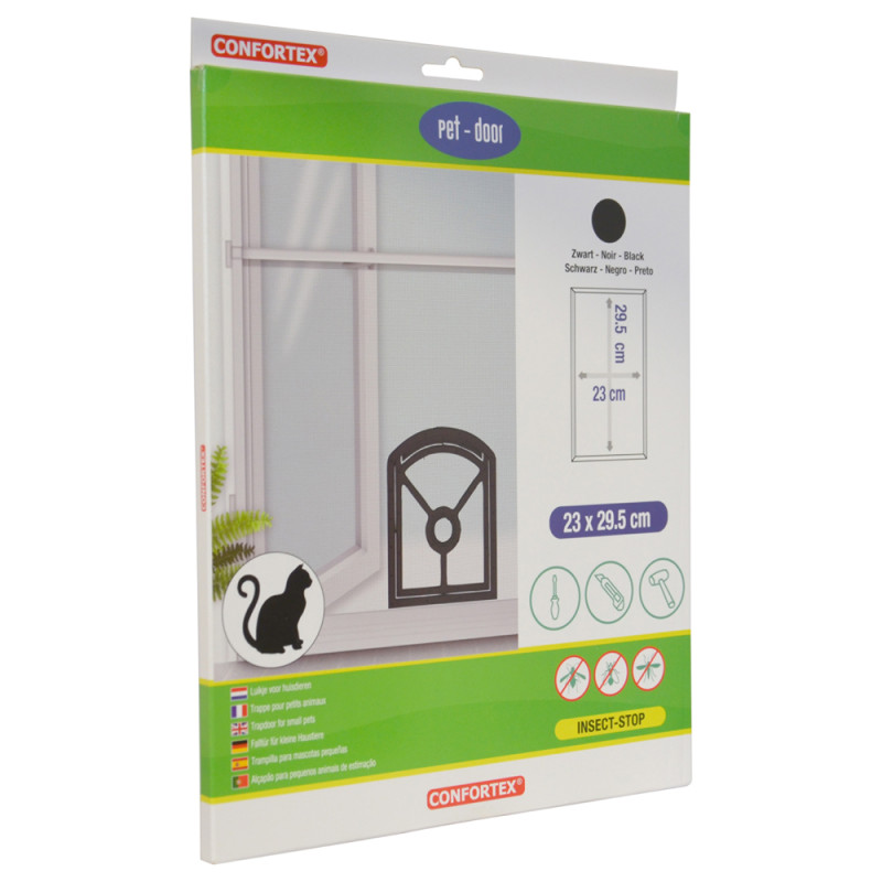 Chatière pour porte moustiquaire noire 23 x 29,5 cm CONFORTEX