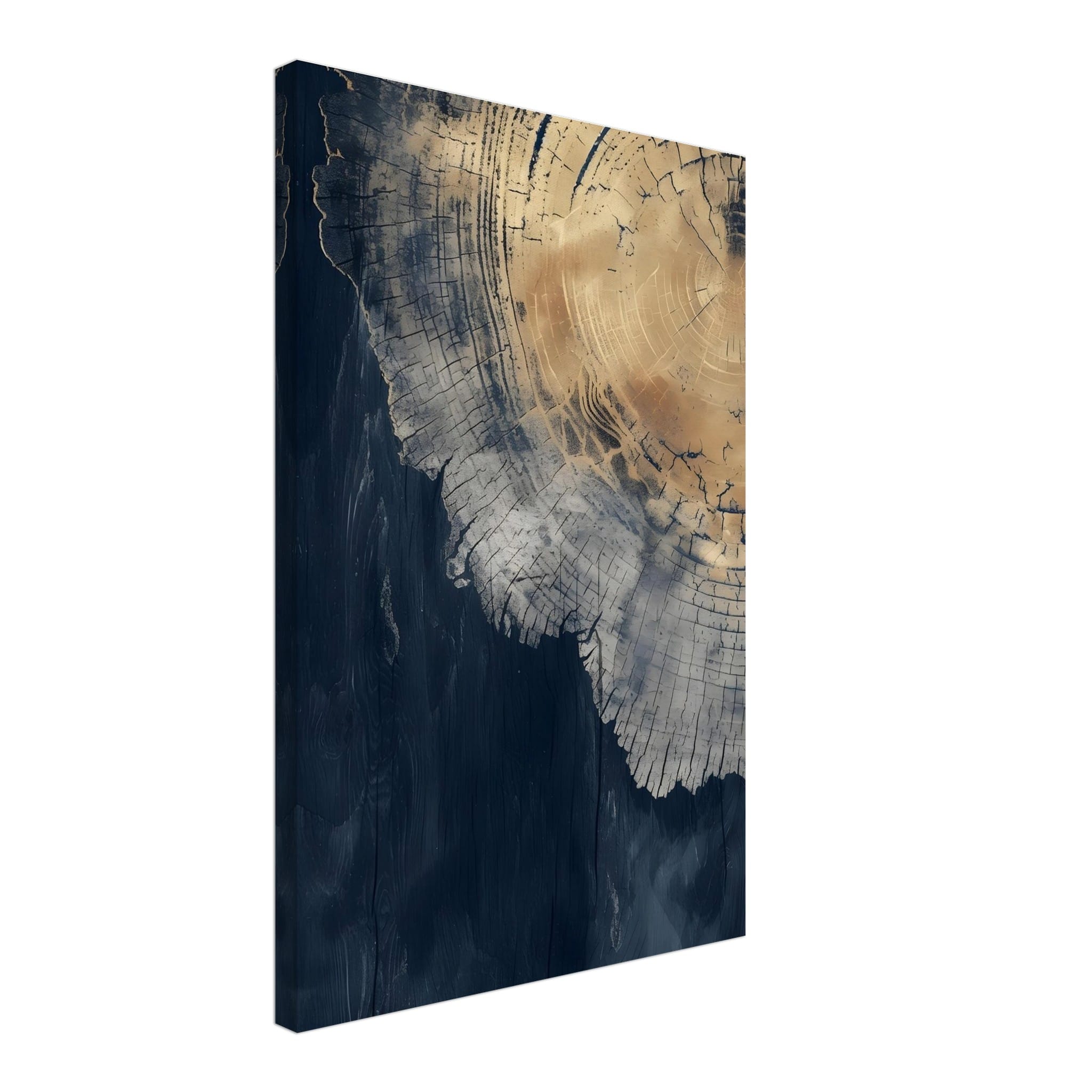 Artfulprints Canvas Abstract wood rings canvas - 40x60 cm - Blauw
