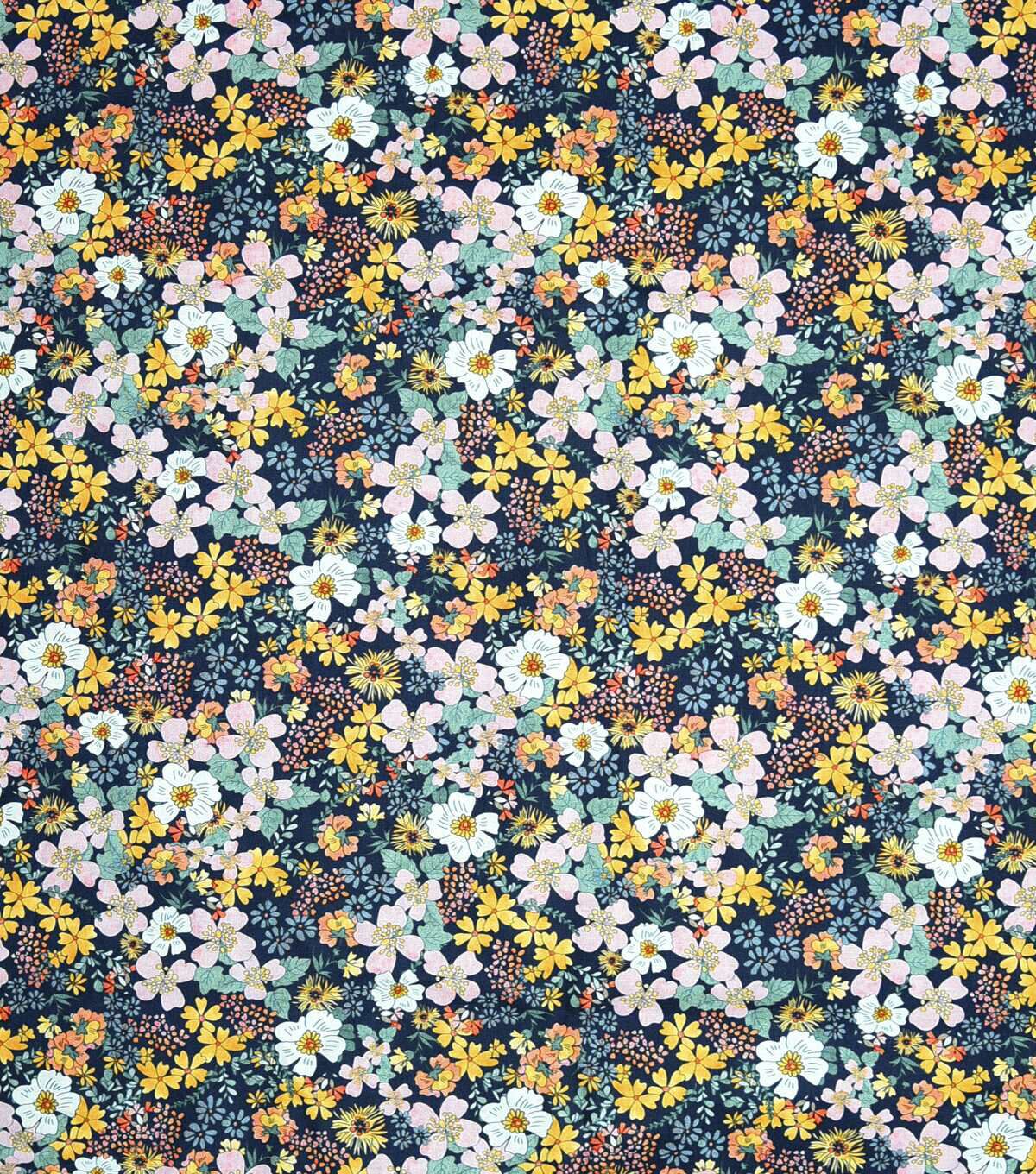 70s Floral on Blue Quilt Cotton Fabric by Keepsake Calico