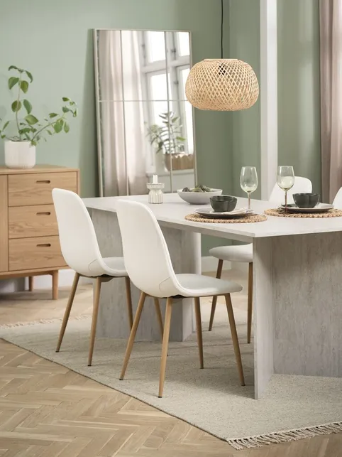 KRONDAL L180 bord travertin + 4 JONSTRUP stole hvid