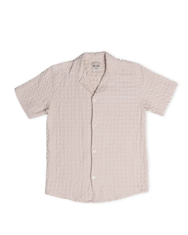 Orb Button Down Waffle Shirt - Sand - Mens