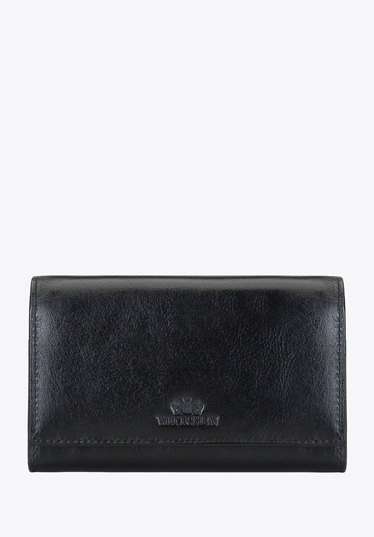 Damski portfel z gładkiej skóry czarny