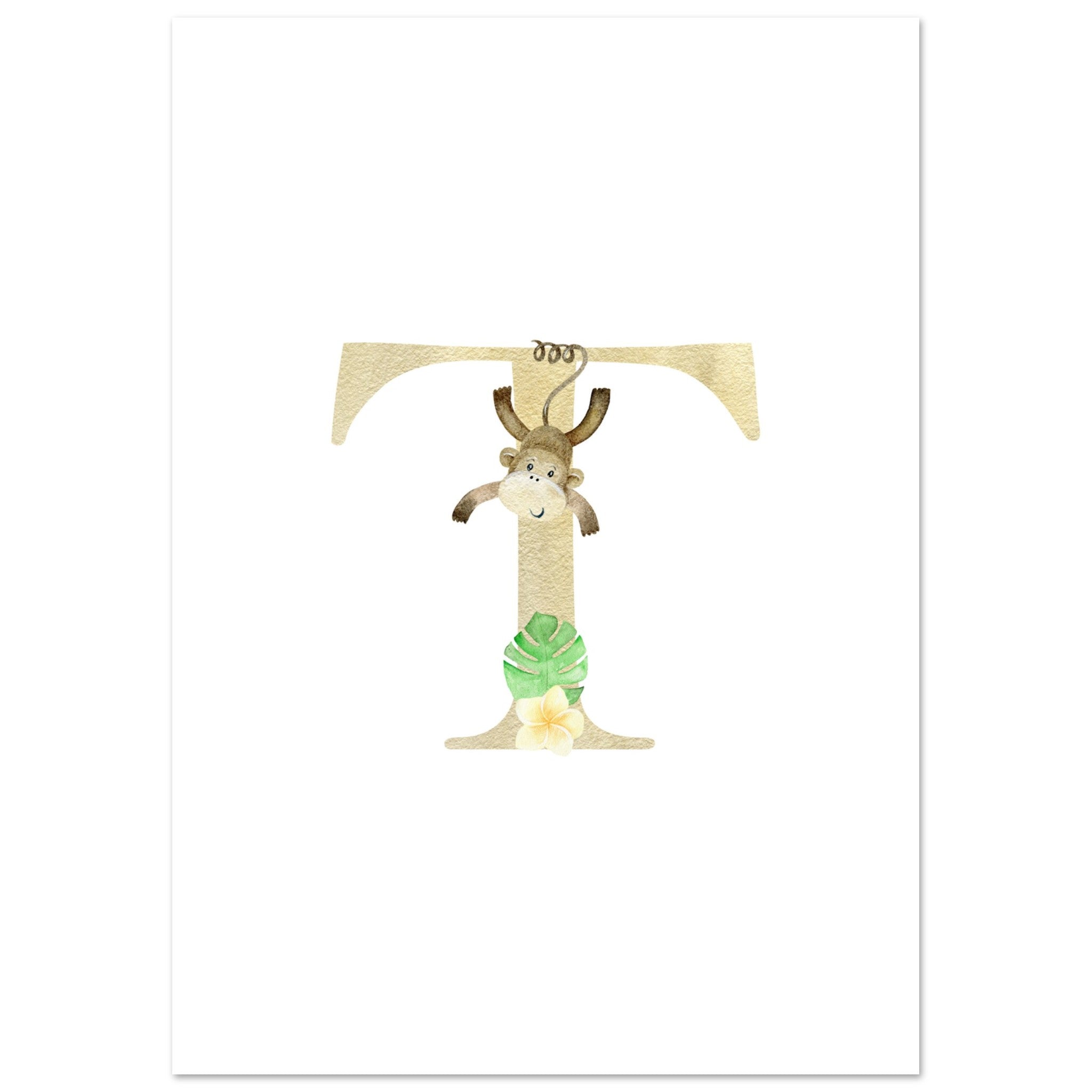 Artfulprints Poster Letter T kindernaam  - A4 21x29.7 cm - Meerkleurig