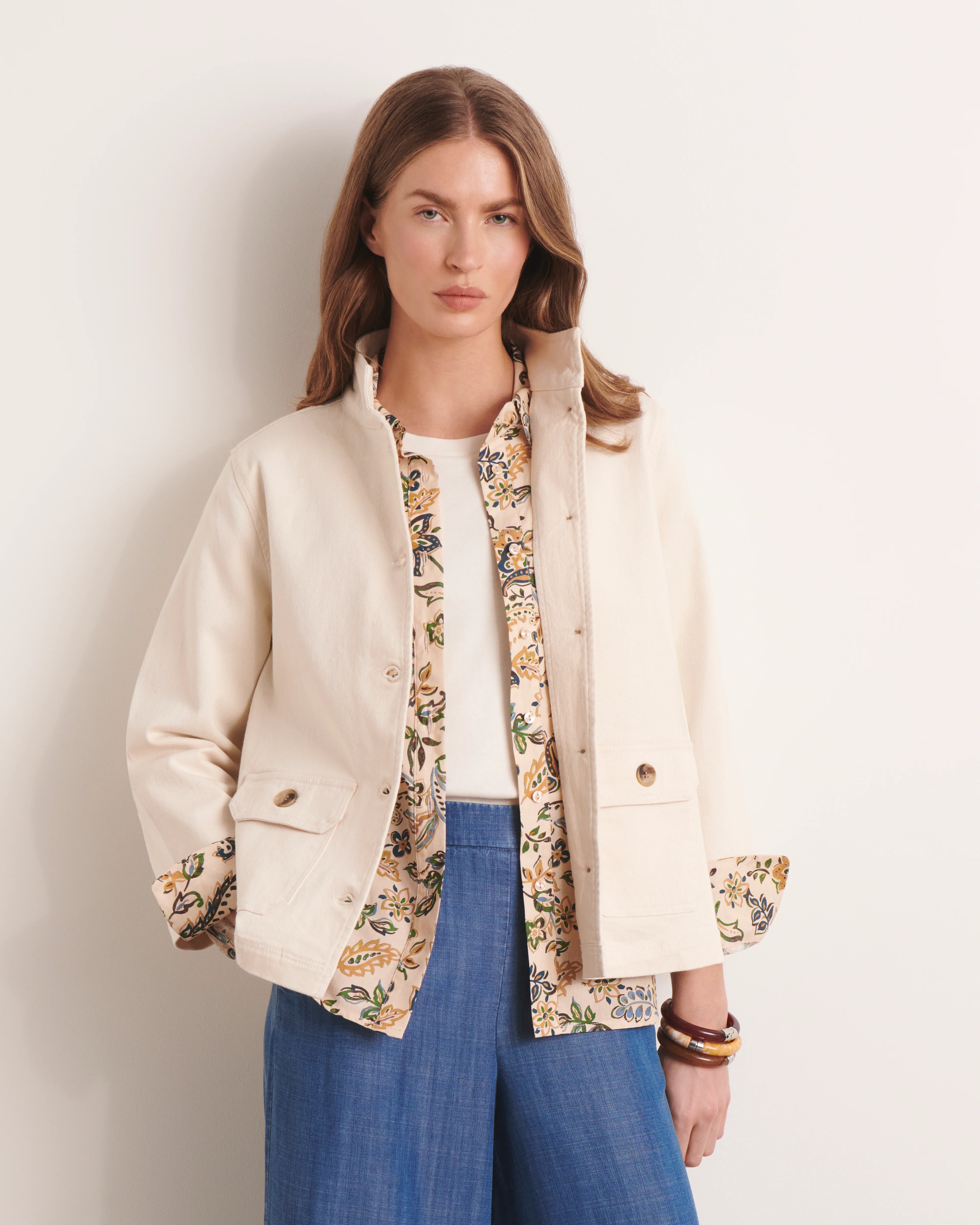 Veste beige col droit BERRINE/13172/007