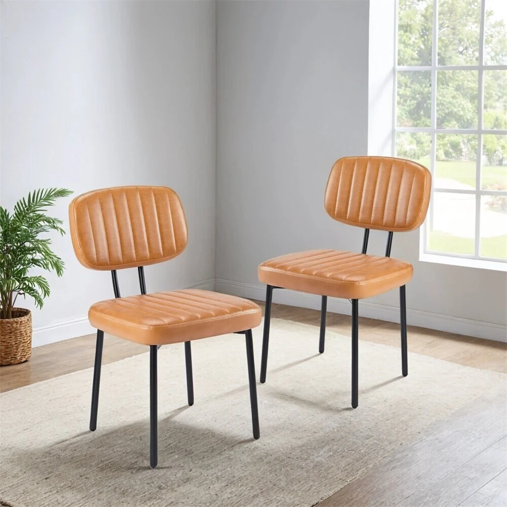 Dining Chairs Set of 2, Upholstered Faux Leathe Kitchen Dining Room Accent Chairs for Kitchen, Living Room