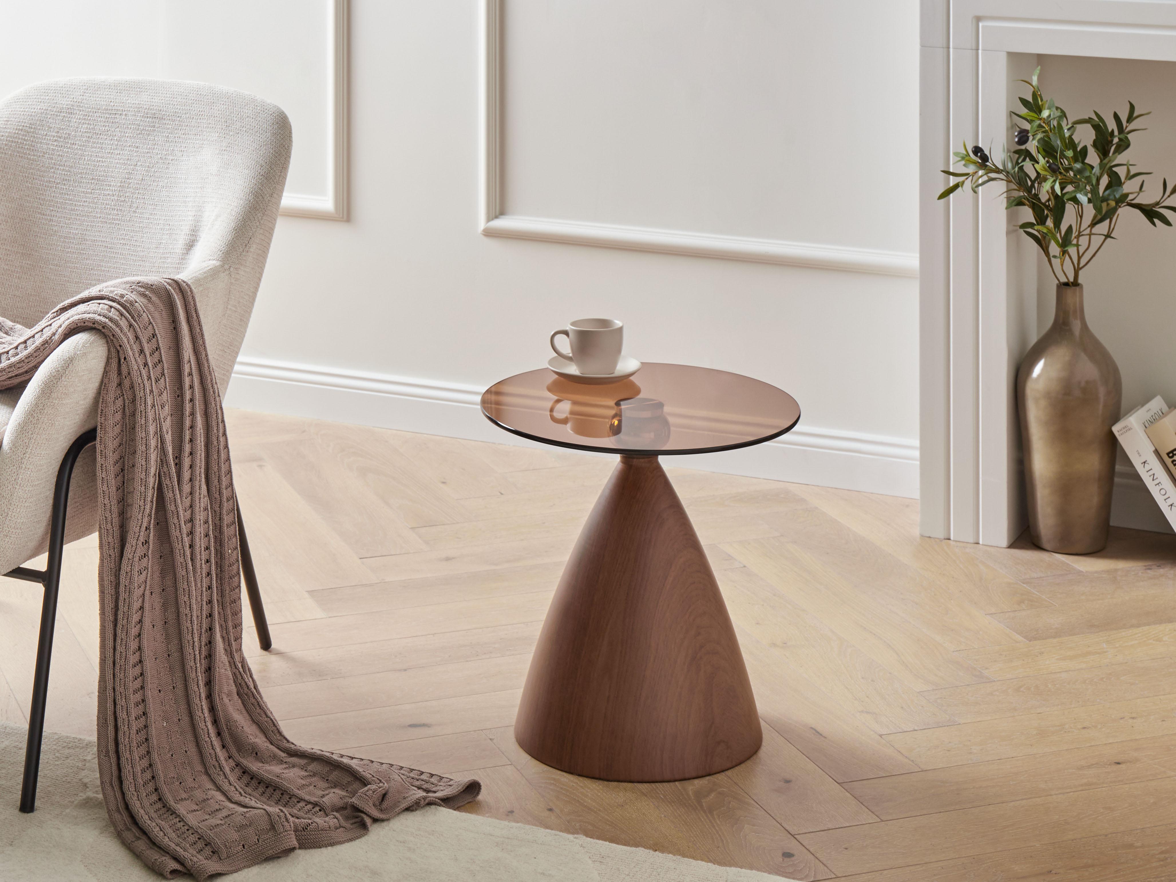 Side Table CORELLA Tempered Glass Brown