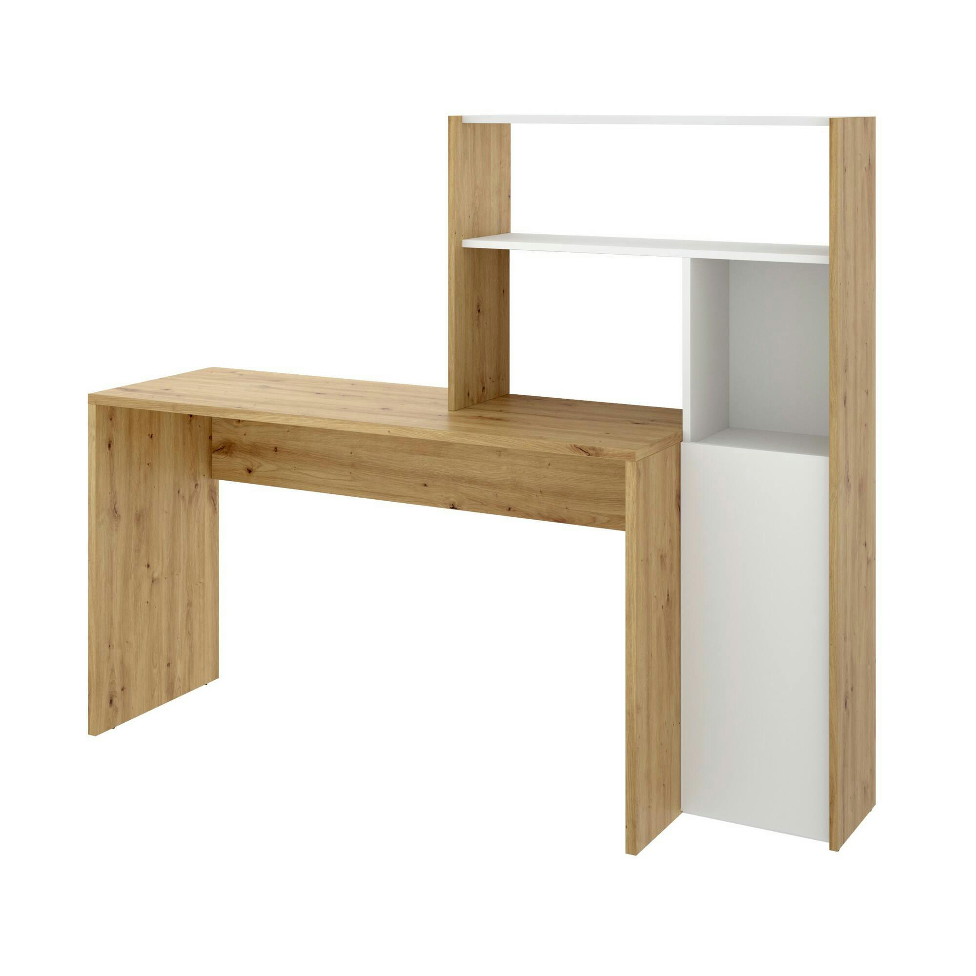 DDAMIAN - Bureau effet bois blanc et chêne noueux
