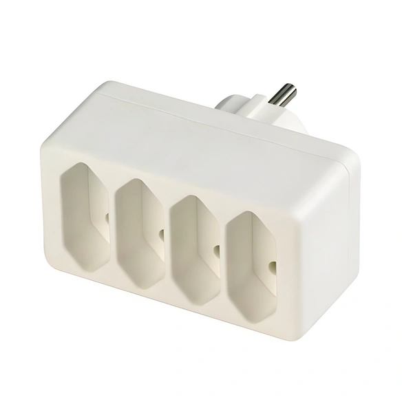 Übergangsstecker, 4-fach, Weiß, Kunststoff