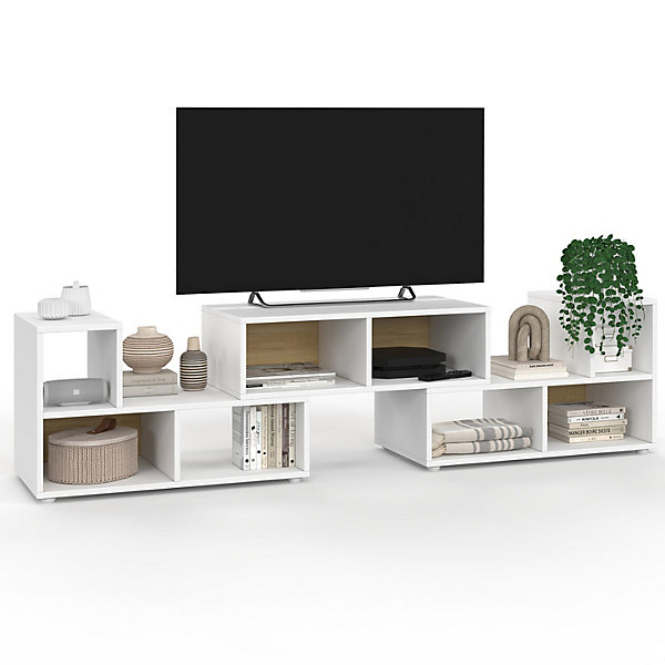 Meuble TV combiné 3 pièces modulables LEONARD pour salon chambre et bureau, 140-205 x 30 x 43 cm