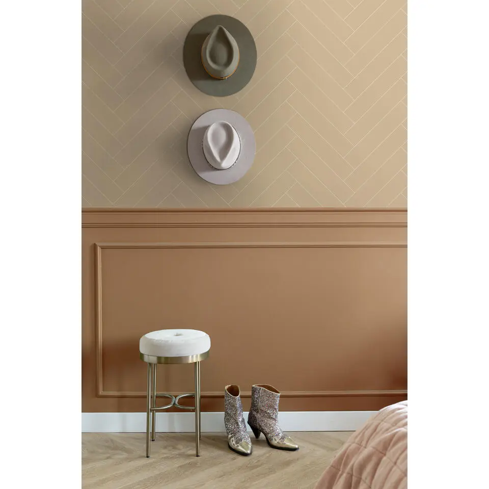 ESTAhome behang visgraat-motief donker beige - 50 x 900 cm