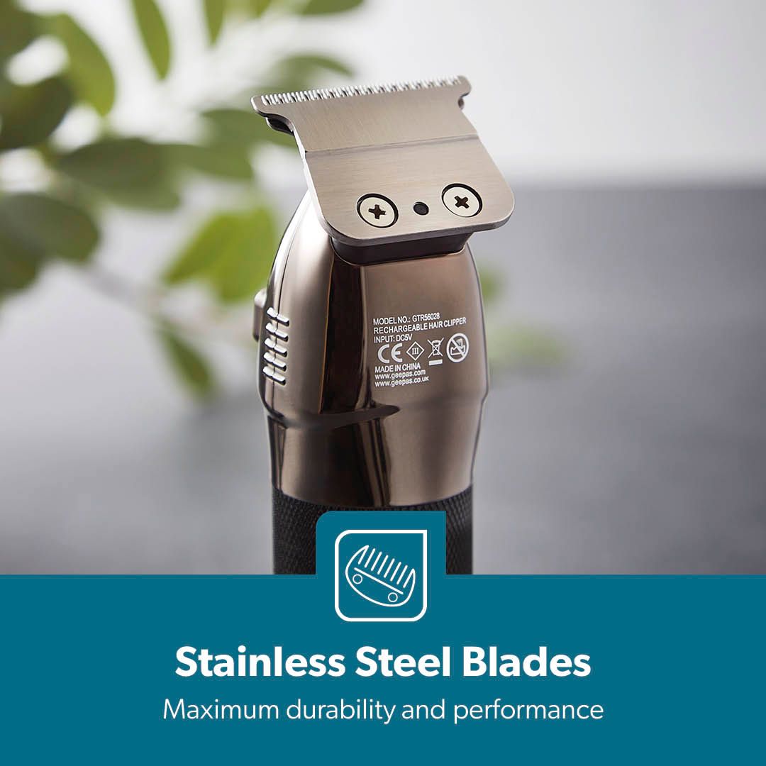 Geepas Rechargeable Hair Clipper Electric Stubble Beard Trimmer USB