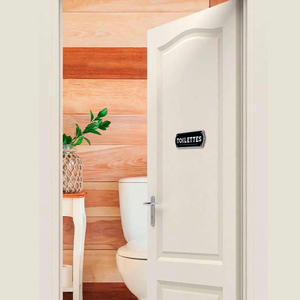 TOILETTES - Plaque de porte toilettes en métal 19x7,5cm