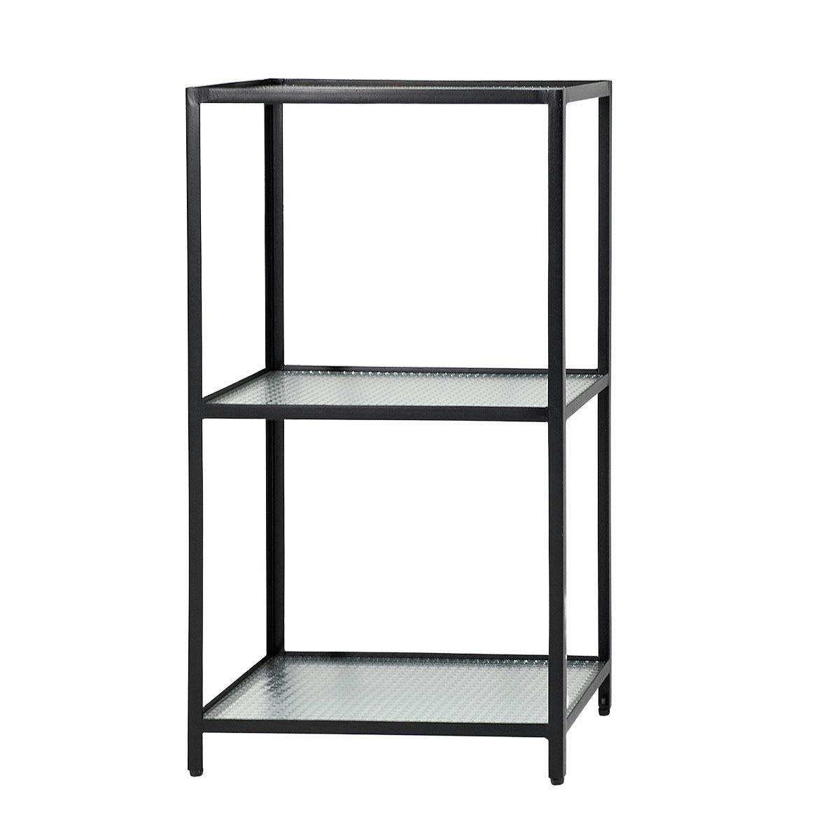 - Bibliothèque métal plateaux verre