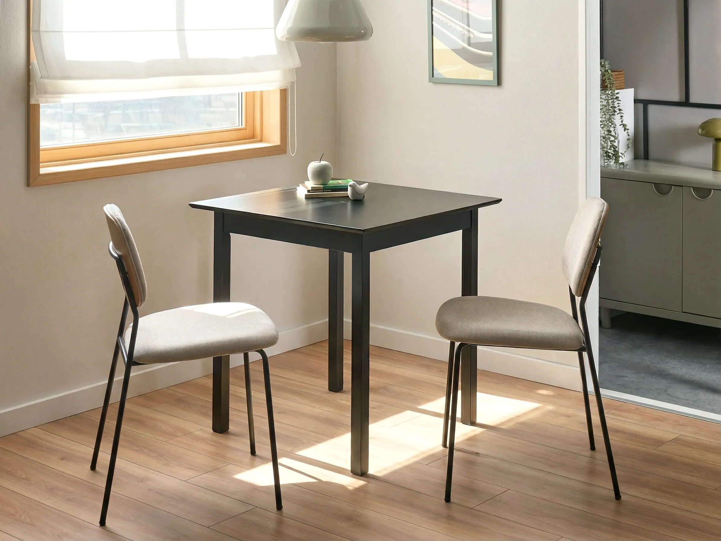 Dining Table VERITAS Black 75 cm 75 cm Pine Wood