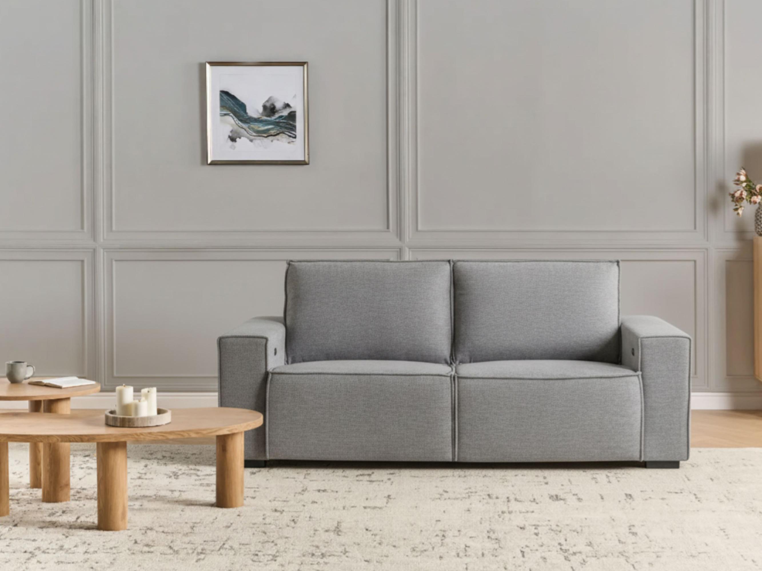 Electric Recliner Sofa 2 Seater NUKARI Fabric Grey