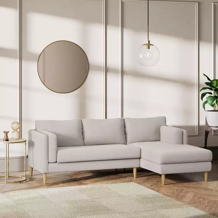 Habitat Newington Right Hand Corner Sofa - Stone - Ash Leg