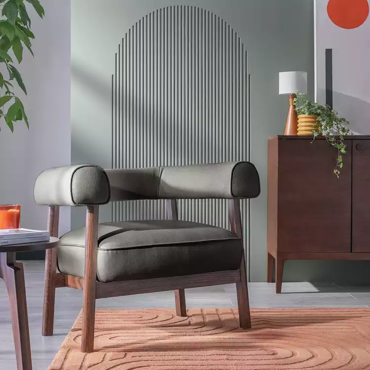 Habitat Elio Fabric Curved Armchair - Grey