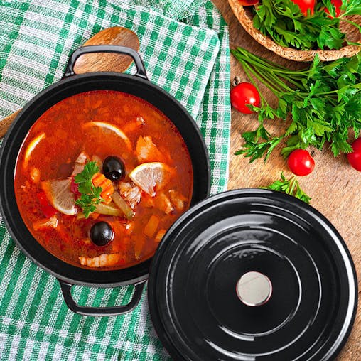 SOGA 2X Cast Iron 24cm Stewpot Casserole Stew Cooking Pot With Lid Black