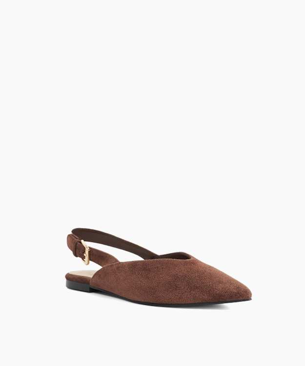 Helping Brown - Suede Slingback Ballet Flats