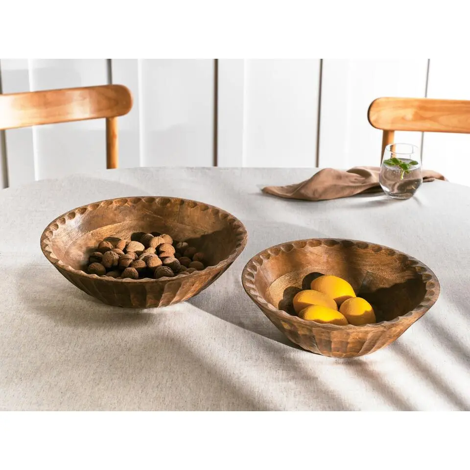 SOHAG - Set van 2 schalen - Bruin - Mangohout