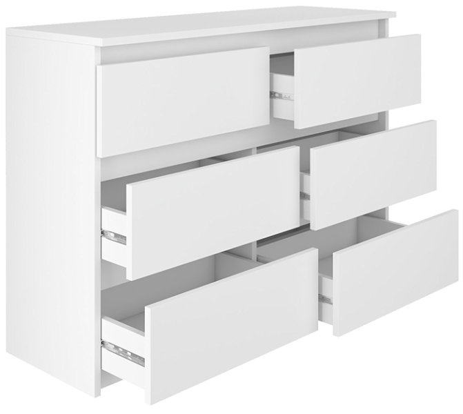 Komoda BASIC 6 szuflad – Biała | 100x71x33 cm