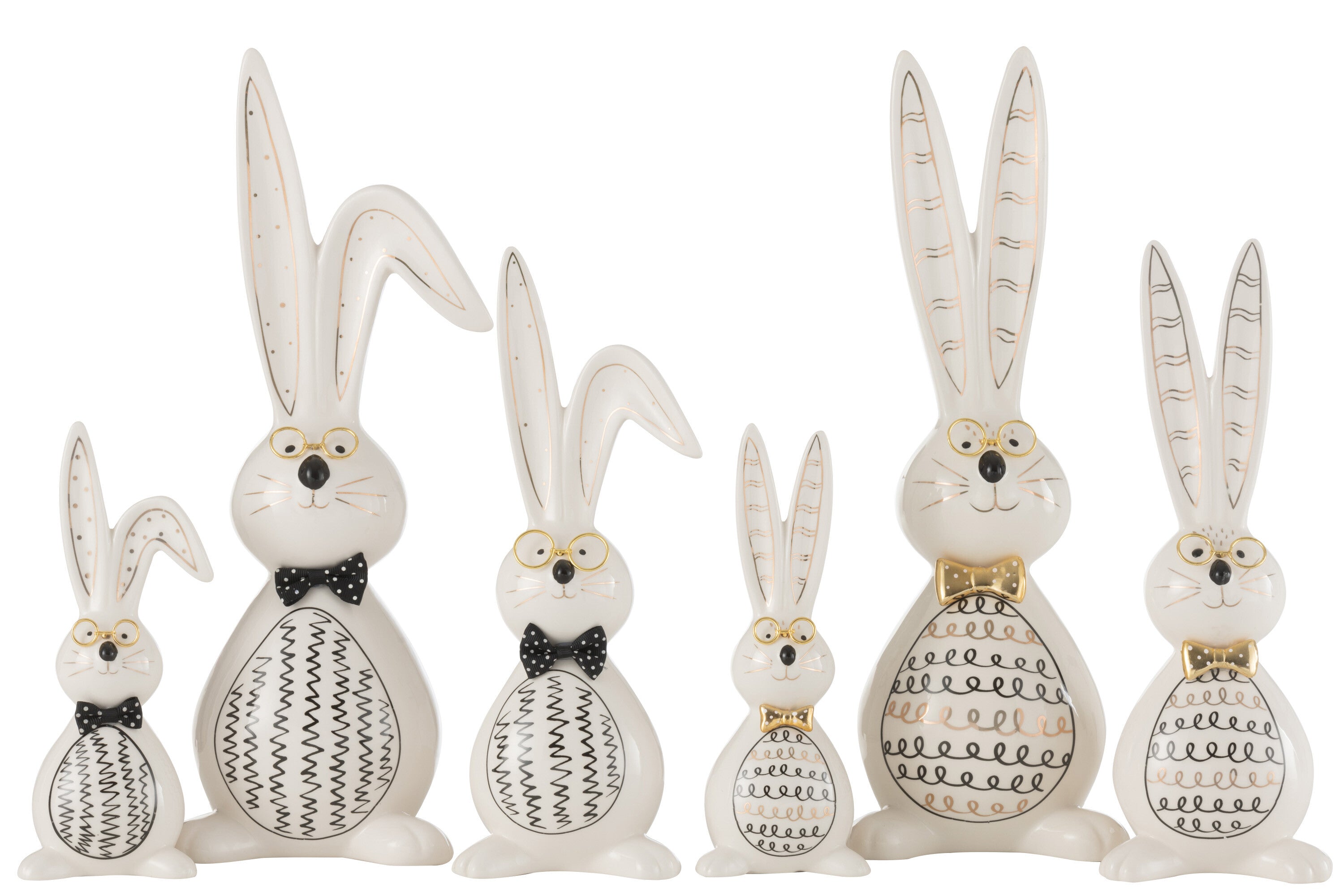 J-Line figuur Konijn Robert - keramiek - mix - large - 2 stuks - paasd