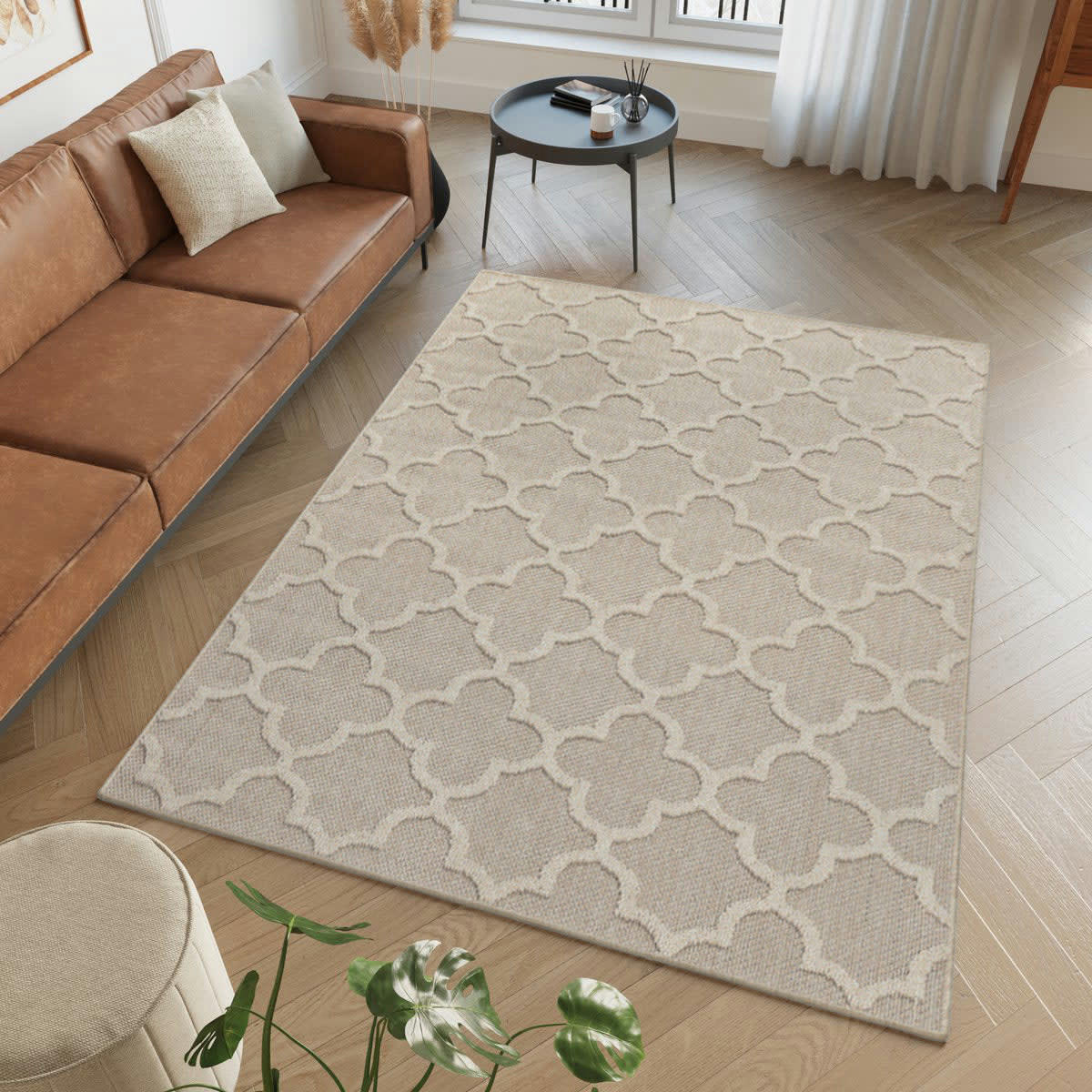 JUDE - Tapis effet jute naturel alhambra beige 140x200cm