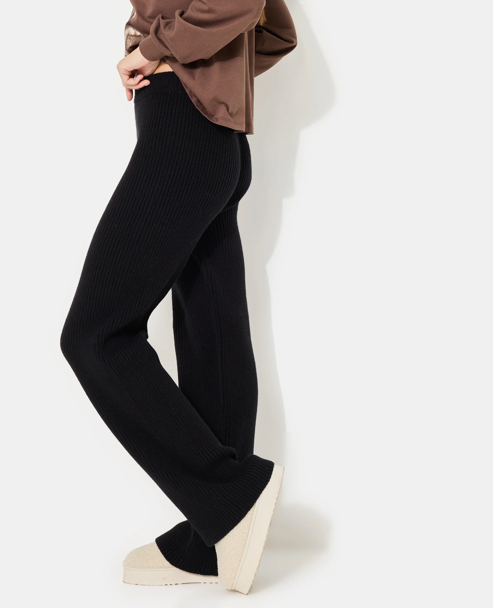 Pantalon en maille côtelée épaisse