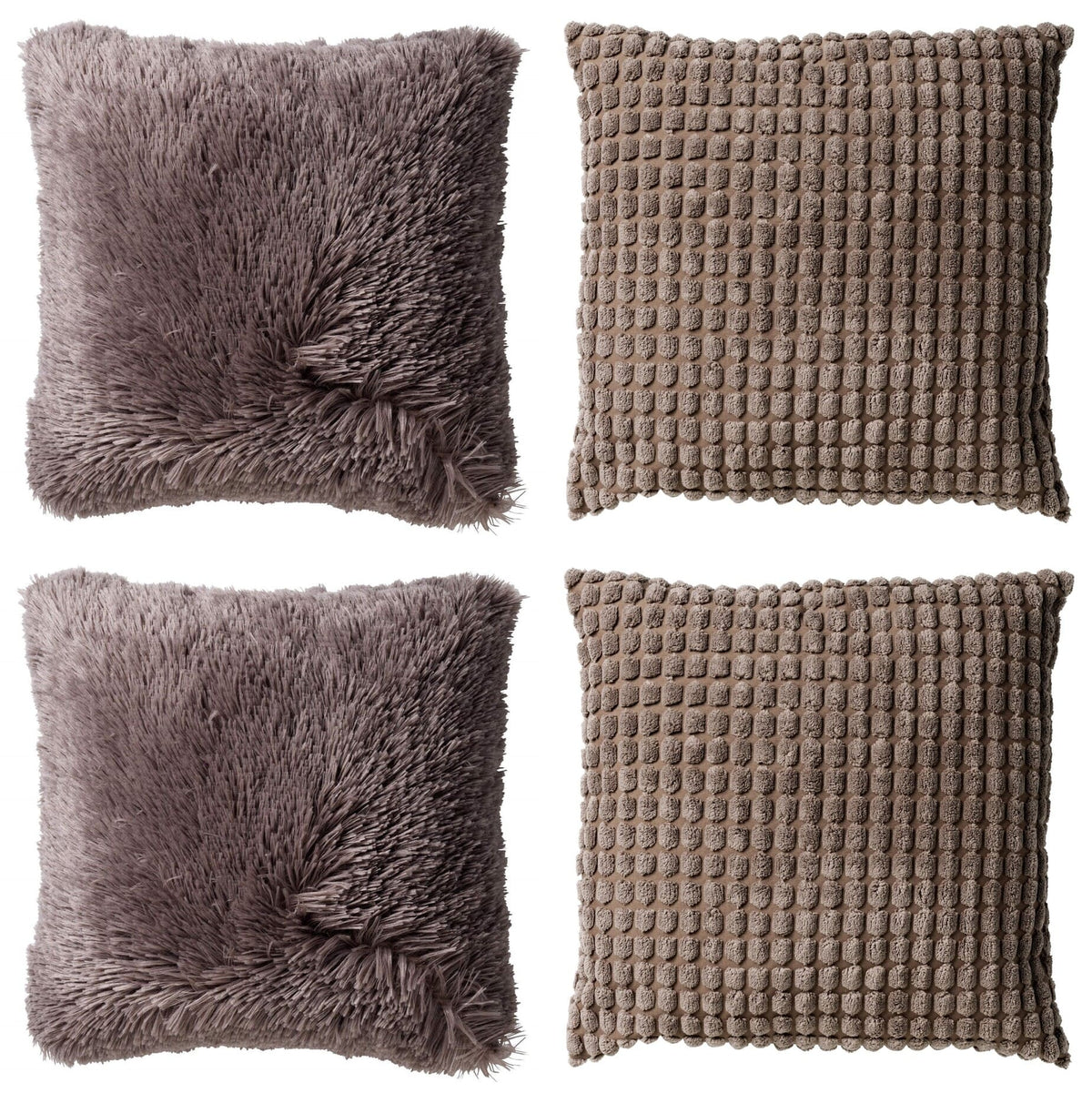 KUSSENSET - 4-delig - Cosy Favourites - 45x45 cm - inclusief binnenkussens - taupe