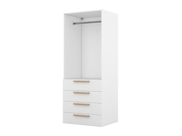 Dressing blanc 4 tiroirs GoodHome Atomia H. 187,5 x L. 75 x P. 58 cm