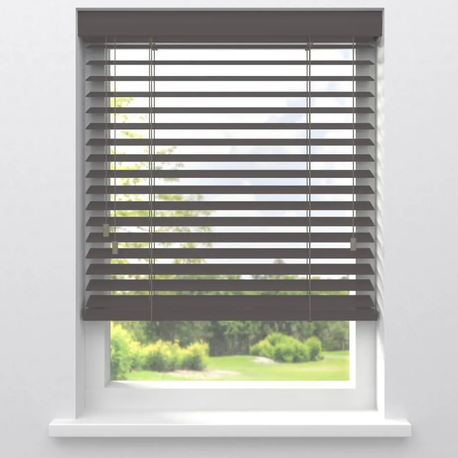 Kwantum Houten Jaloezieën | Jaloezieën | Fenstr Houten Jaloezie Jens  50mm Grijs