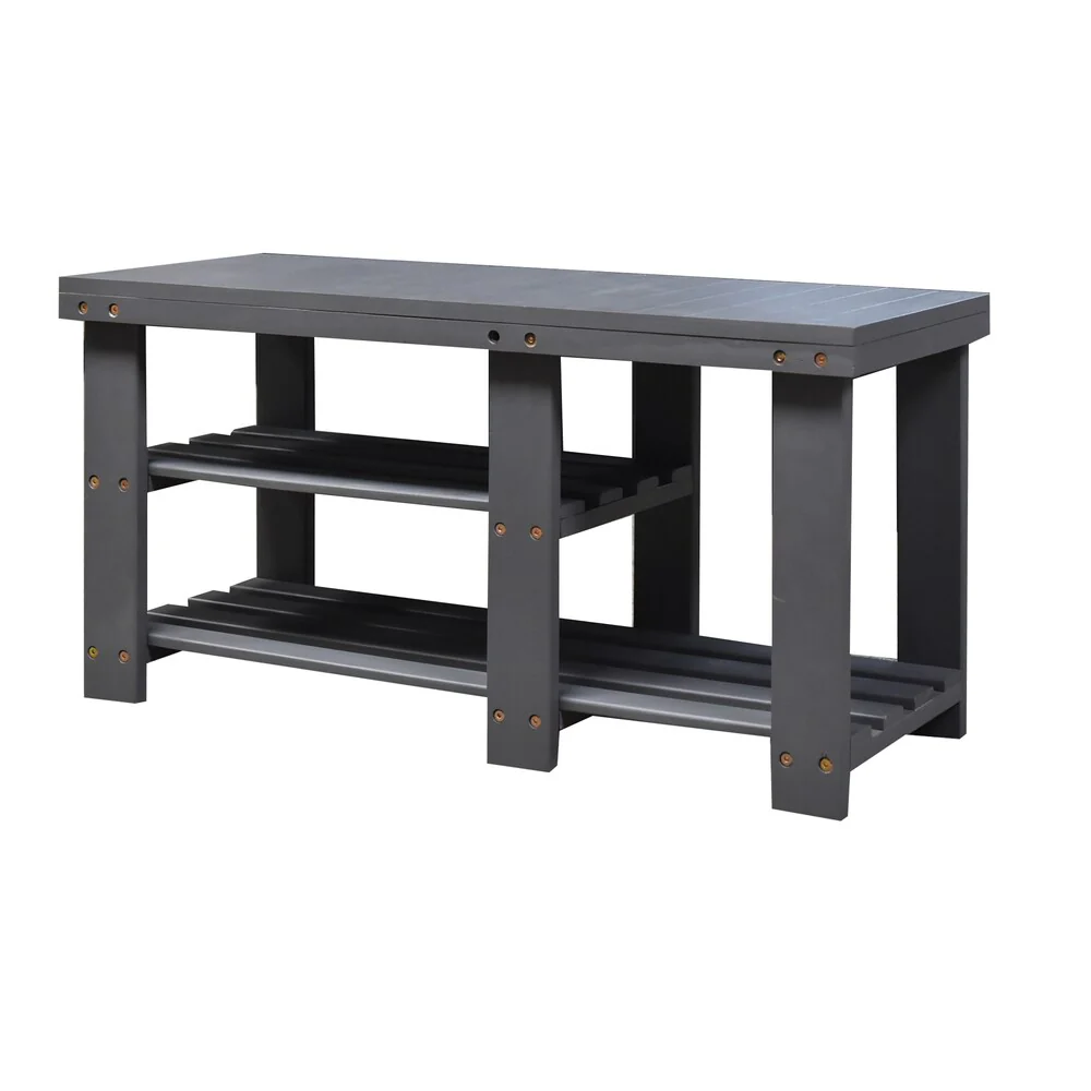 White PIne Wood Shoes and Boots Entryway Storage Bench