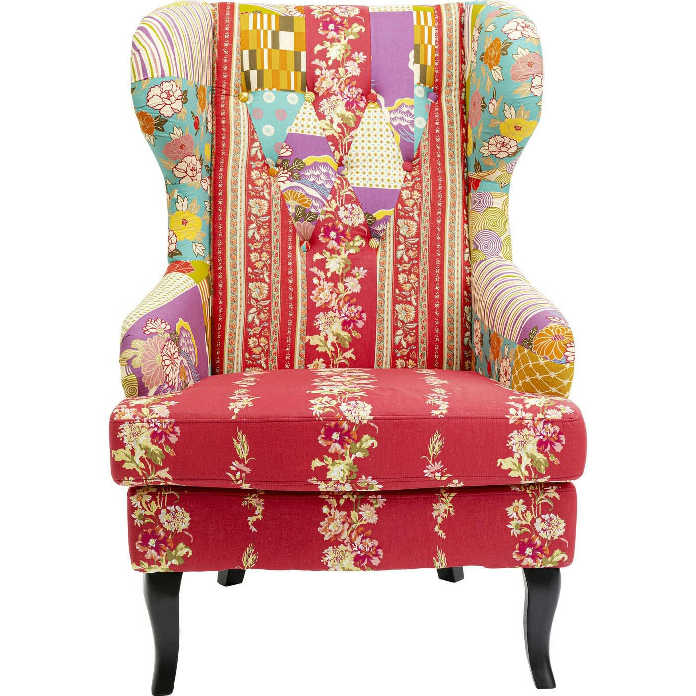 WING - Fauteuil bergère rouge patchwork