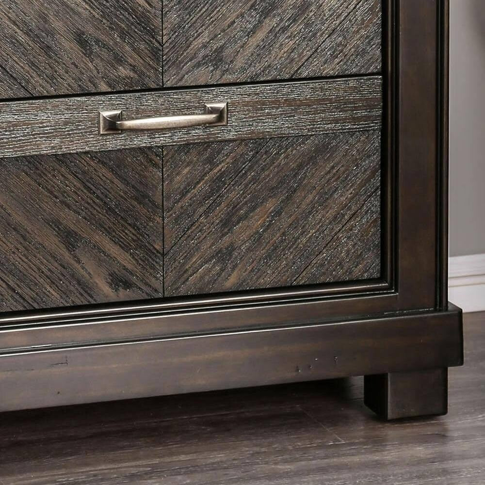 1pc Nightstand V-Shape Plank Design Bedroom Furniture Bedside Table Nickel Bar Pull Solidwood 2- Storage Drawers