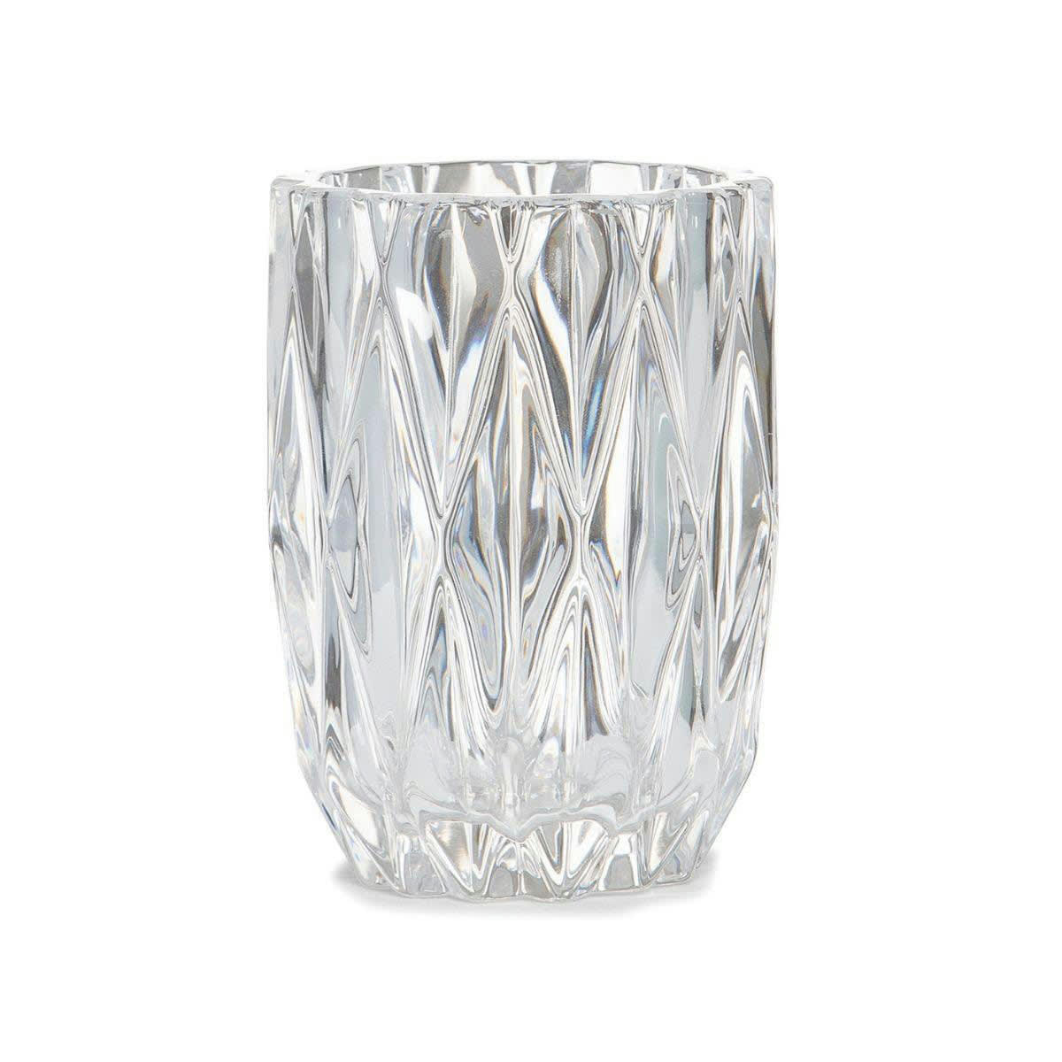 TAILLÉ - Porte brosse à dents en verre taillé transparent 8,5x11cm