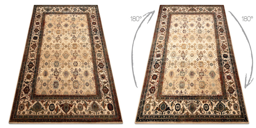 Dywan wełniany OMEGA AVILA Ornament, ramka piasek beż 170x235 cm